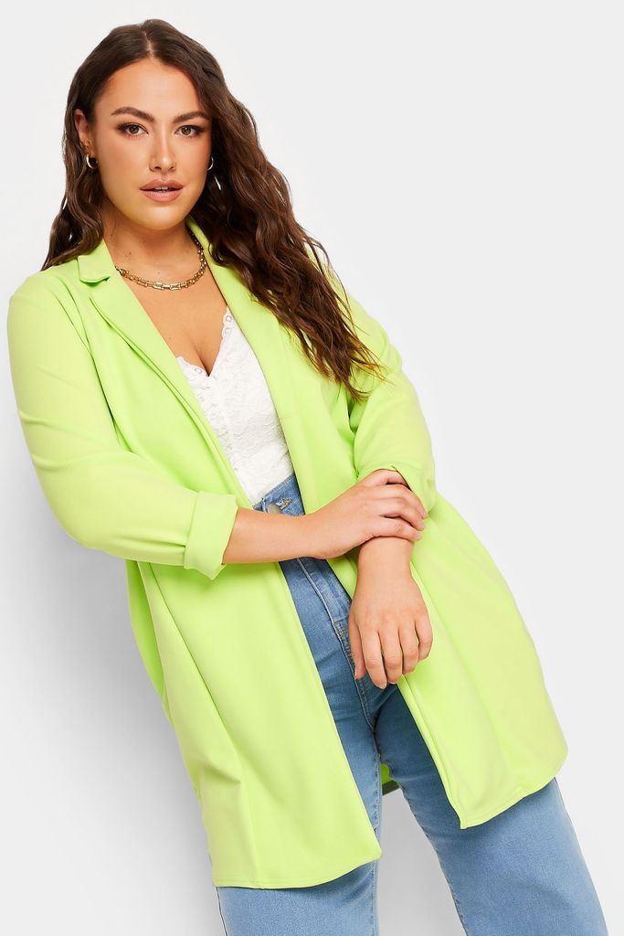 Curve Lime Green Scuba Blazer, Women's Curve & Plus Size, Yours