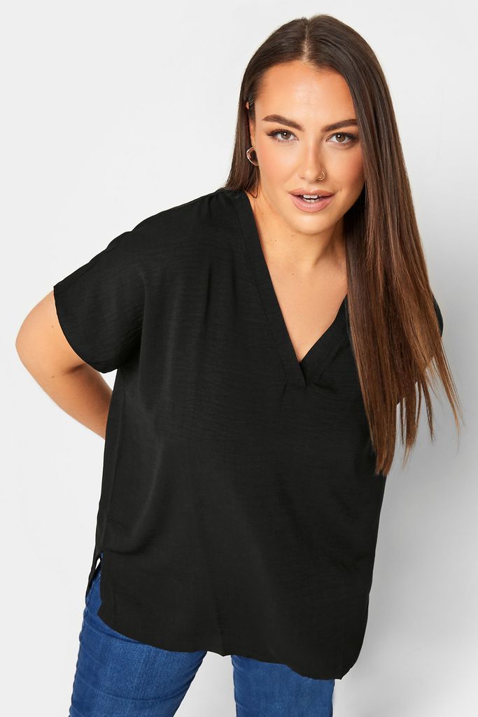 Curve Black Vneck Shirt, Women's Curve & Plus Size, Yours