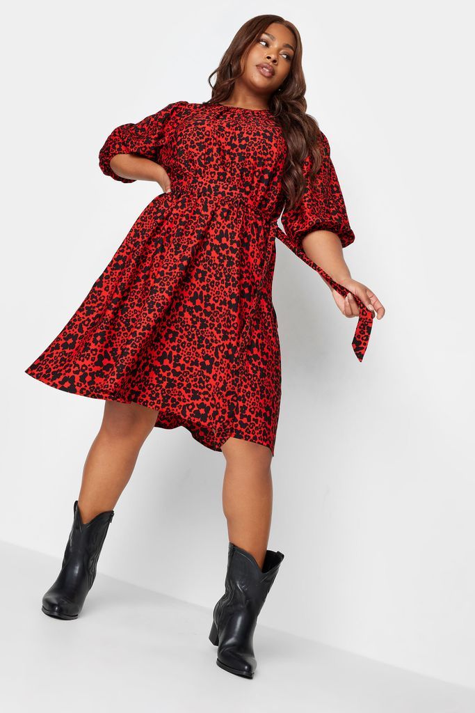 Curve Red Animal Markings Mini Dress, Women's Curve & Plus Size, Yours