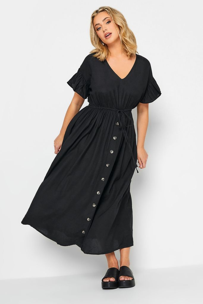 Curve Black Frill Sleeve Cotton Maxi Dress, Women's Curve & Plus Size, Limited Collection