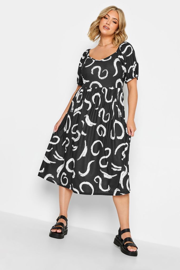 Curve Black Swirl Print Midaxi Dress, Women's Curve & Plus Size, Limited Collection