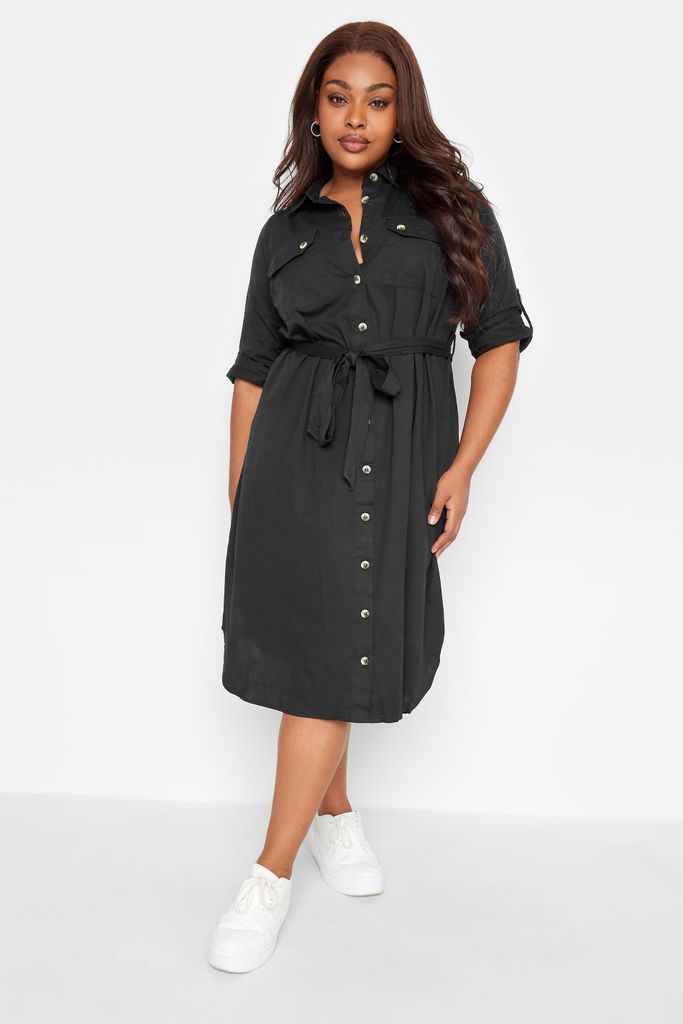 Curve Black Utility Shirt Dress, Women's Curve & Plus Size, Limited Collection