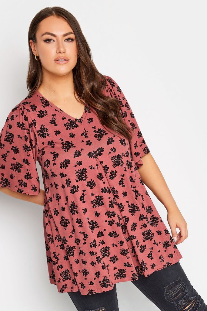 Curve Pink Floral Print Swing Top, Women's Curve & Plus Size, Yours
