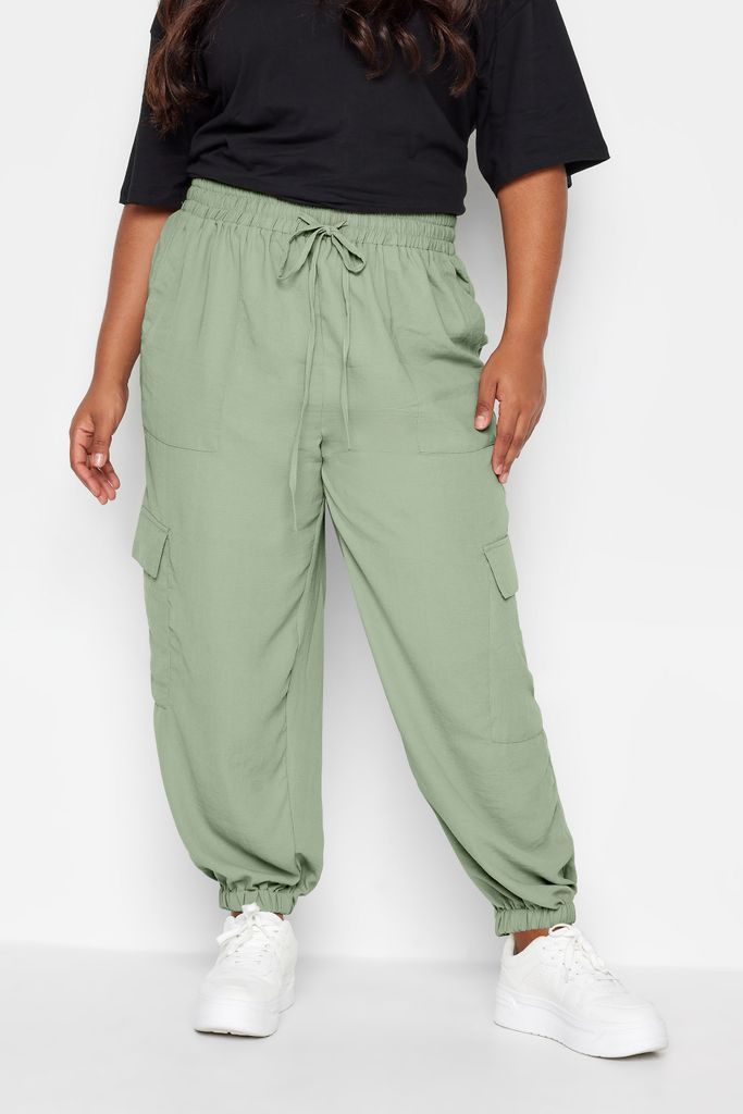 Curve Khaki Green Cargo Pocket Trousers, Women's Curve & Plus Size, Limited Collection