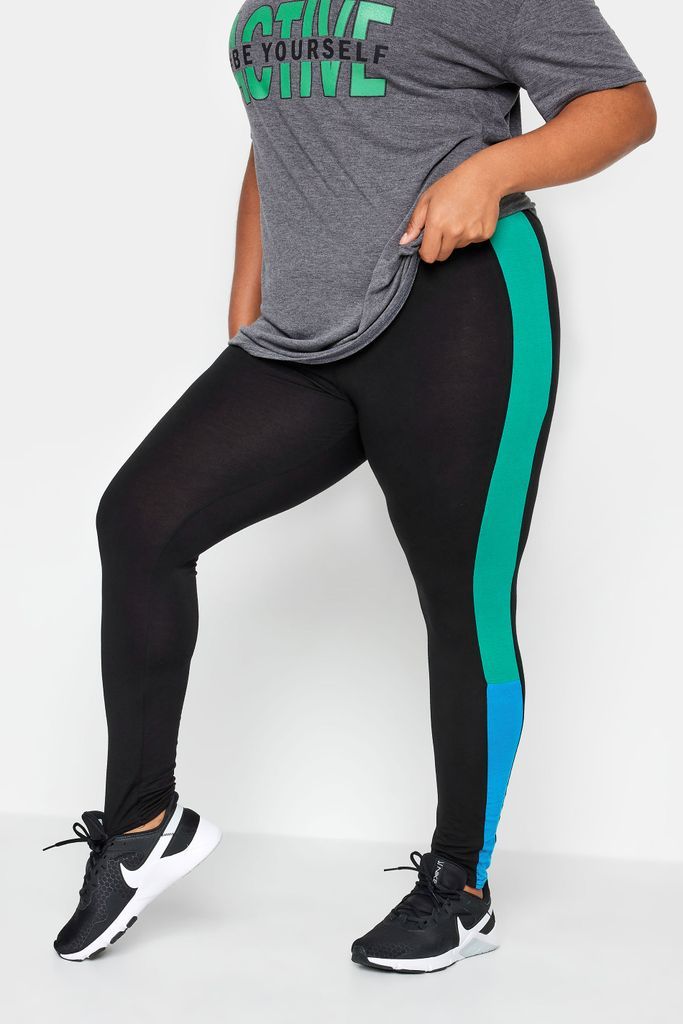 Active Curve Black Side Stripe Leggings, Women's Curve & Plus Size, Yours