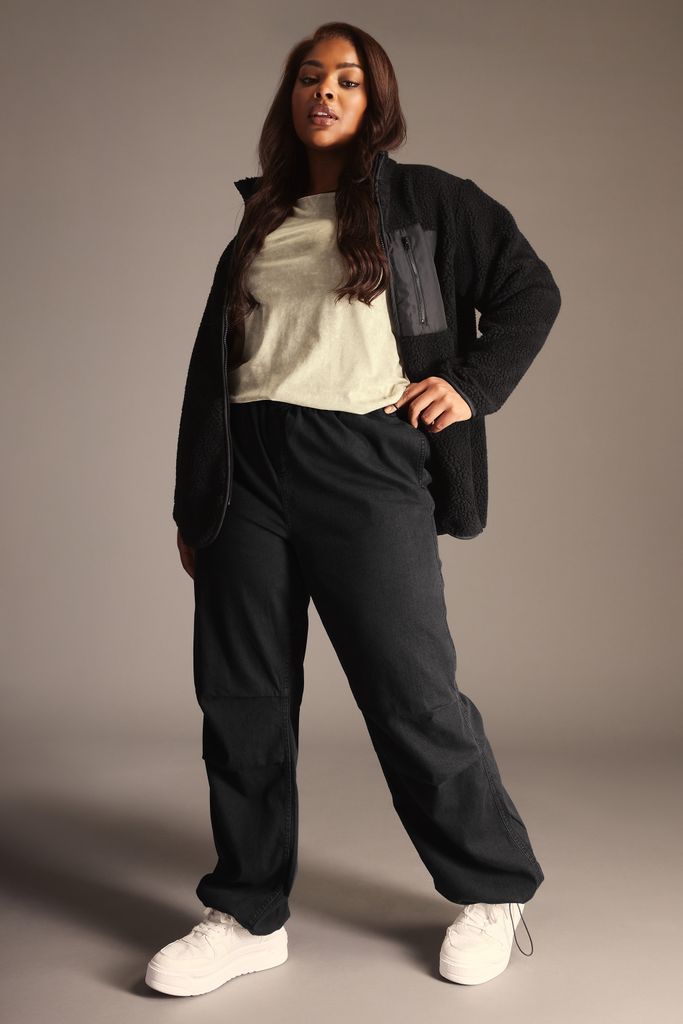 Curve Black Denim Parachute Jeans, Women's Curve & Plus Size, Yours