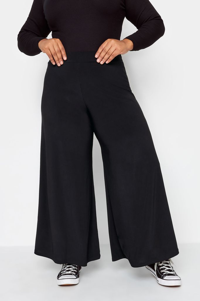 Curve Black Super Wide Leg Stretch Palazzo Trousers, Women's Curve & Plus Size, Yours