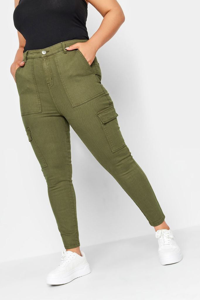 Curve Khaki Green Cargo Ava Jeans, Women's Curve & Plus Size, Yours
