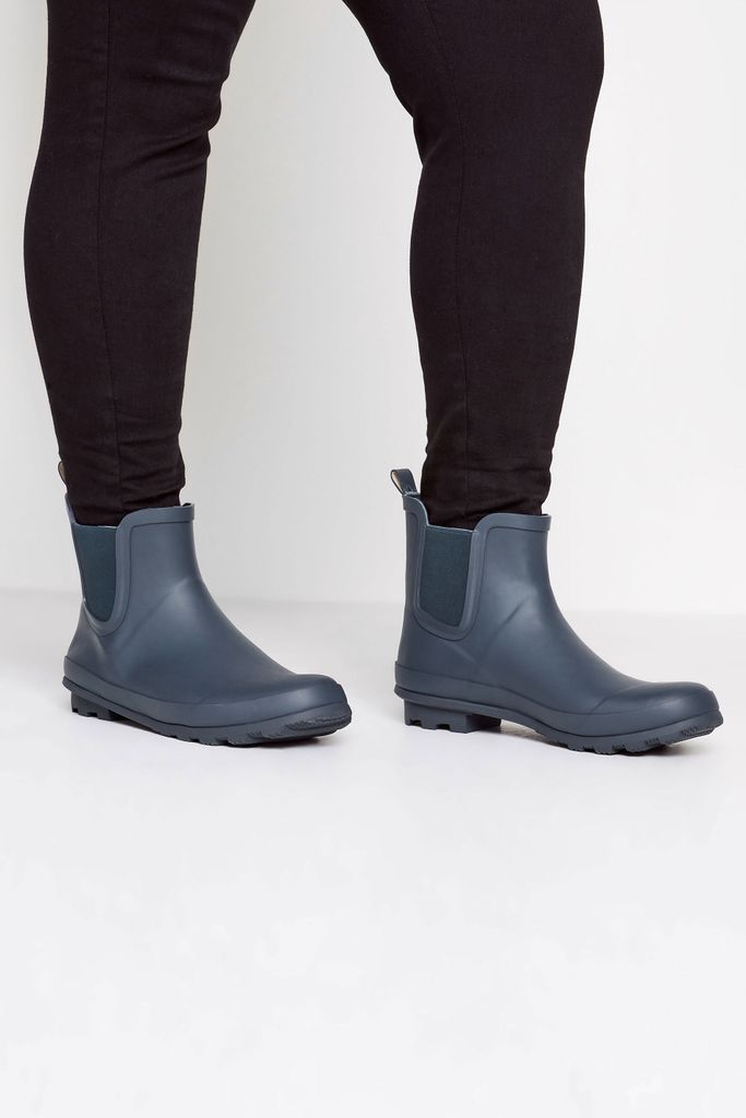 Navy Blue Chelsea Wellies In Wide E Fit