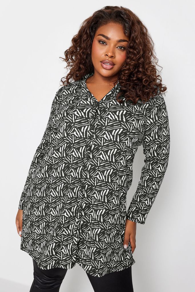 Curve Black Abstract Stripe Print Shirt, Women's Curve & Plus Size, Yours