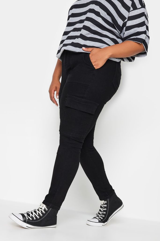 Curve Black Cargo Ava Jeans, Women's Curve & Plus Size, Yours