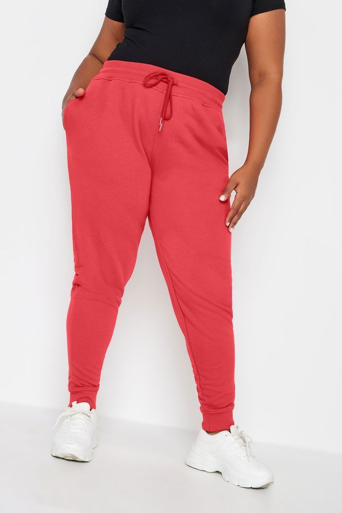 Curve Red Elasticated Stretch Joggers, Women's Curve & Plus Size, Yours