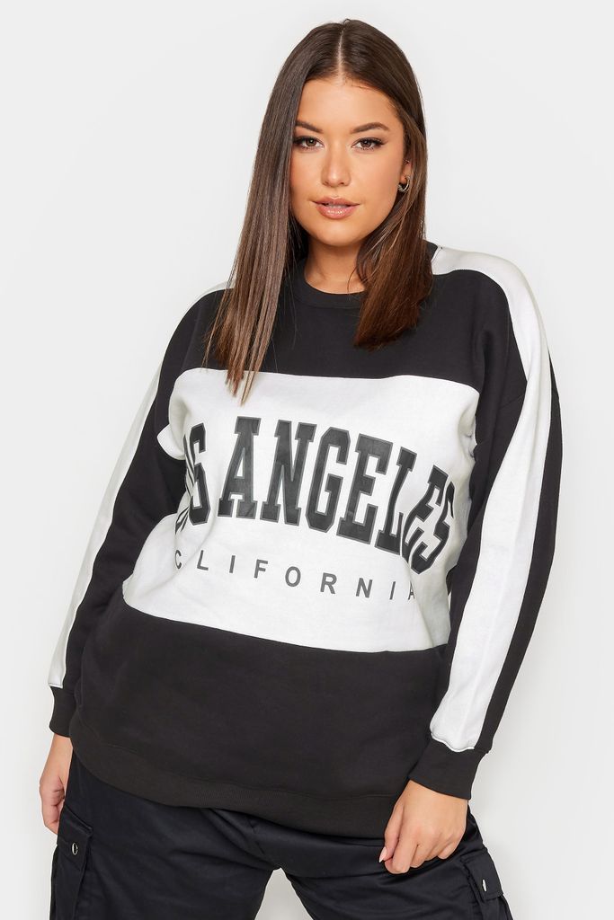 Curve Black 'Los Angeles' Slogan Varsity Sweatshirt, Women's Curve & Plus Size, Yours