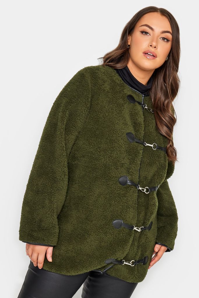 Yours Luxury Curve Green Faux Fur Toggle Jacket, Women's Curve & Plus Size, Yours Luxury Capsule Collection