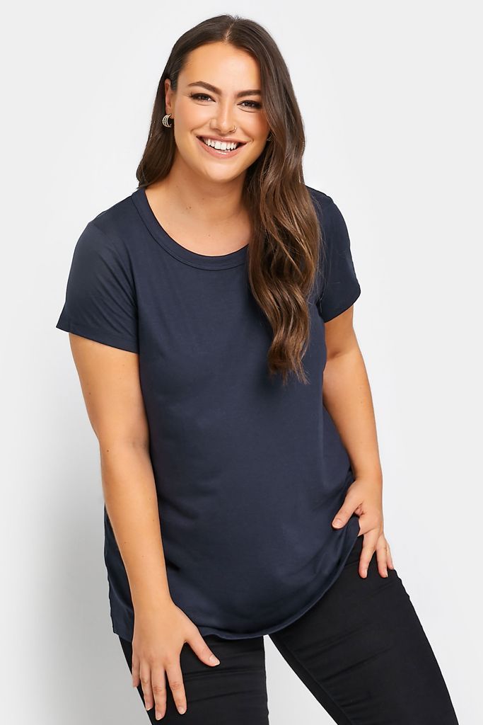 Curve Dark Blue Short Sleeve Tshirt, Women's Curve & Plus Size, Yours