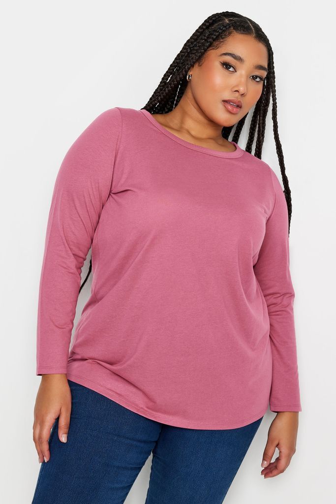 Curve Pink Long Sleeve Top, Women's Curve & Plus Size, Yours
