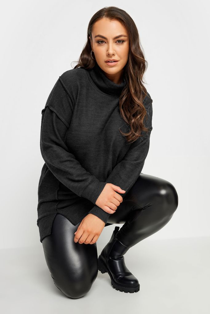 Curve Black Soft Touch Turtleneck Sweatshirt, Women's Curve & Plus Size, Yours