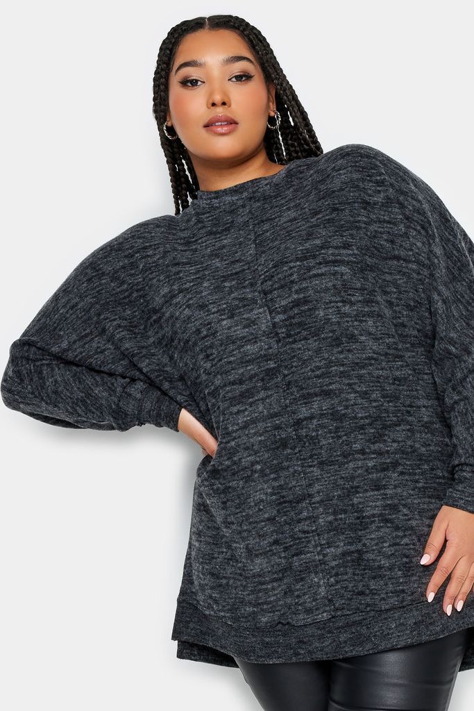 Curve Charcoal Grey Front Seam Soft Touch Sweatshirt, Women's Curve & Plus Size, Yours