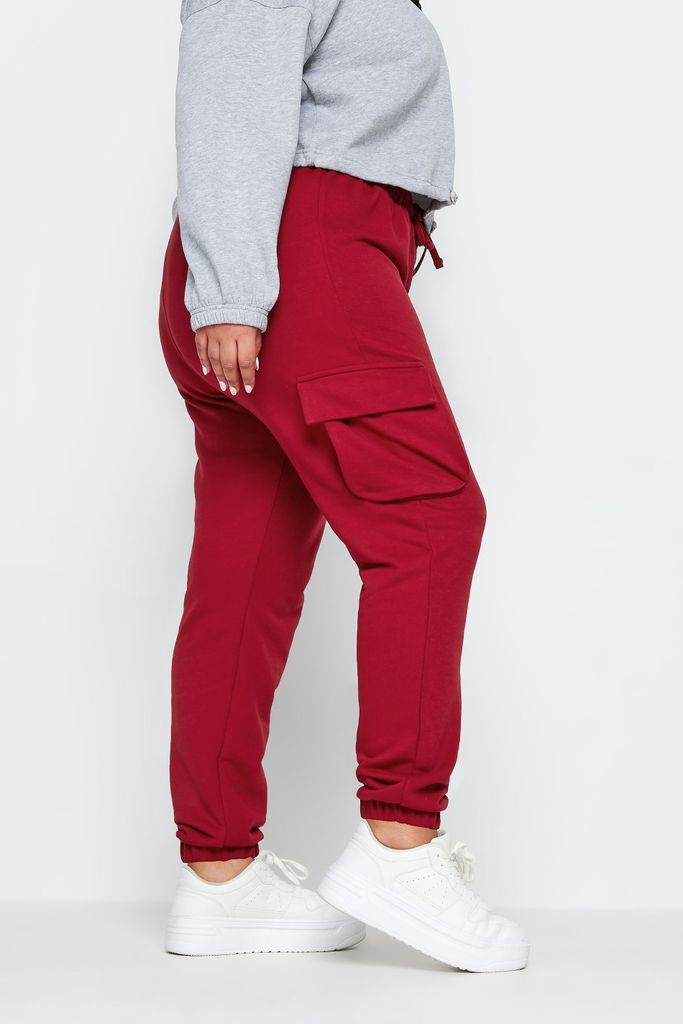 Curve Red Cuffed Cargo Joggers, Women's Curve & Plus Size, Yours