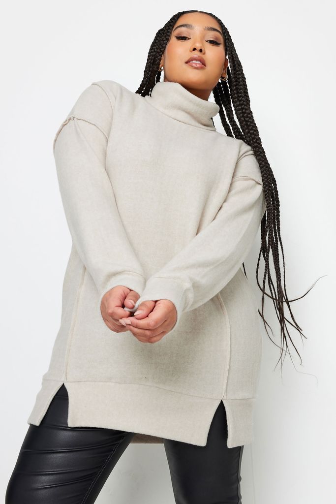 Curve White Soft Touch Turtleneck Sweatshirt, Women's Curve & Plus Size, Yours