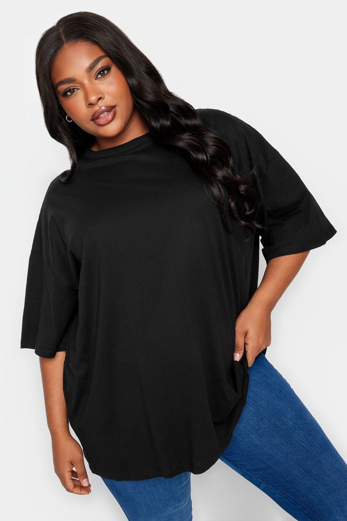 Curve Black Oversized Boxy Tshirt, Women's Curve & Plus Size, Yours