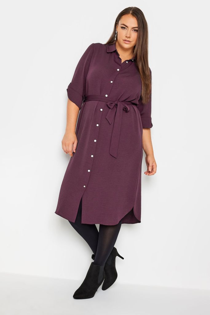 Curve Berry Purple Midi Shirt Dress, Women's Curve & Plus Size, Yours