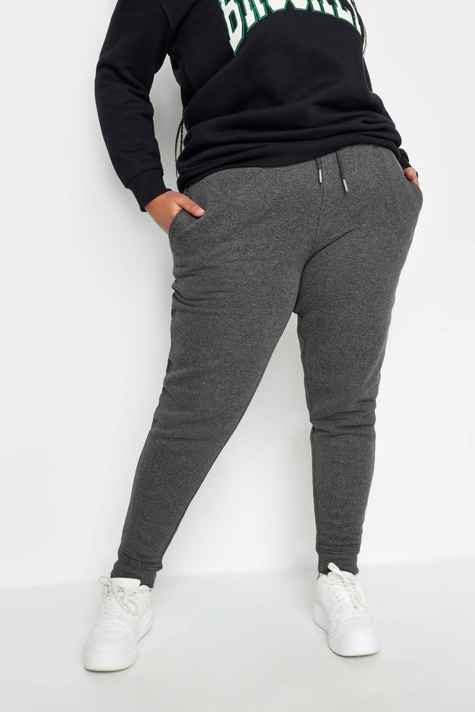 Curve Charcoal Grey Cuffed Stretch Joggers, Women's Curve & Plus Size, Yours