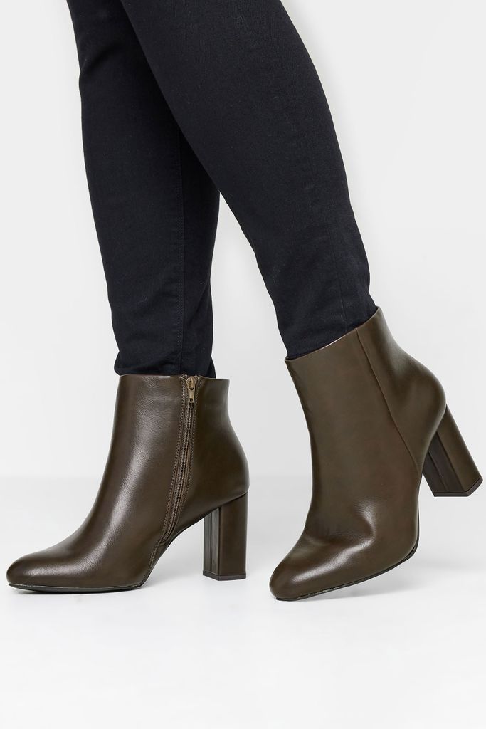 Limited Collection Brown Heeled Ankle Boots In Extra Wide eee Fit