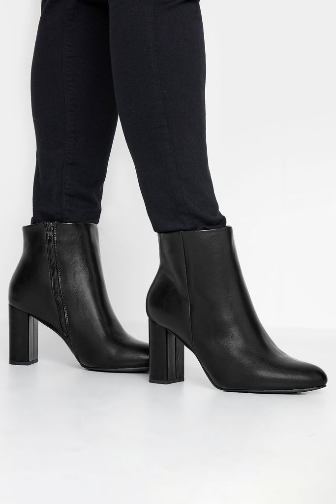 Limited Collection Black Heeled Ankle Boots In Extra Wide eee Fit