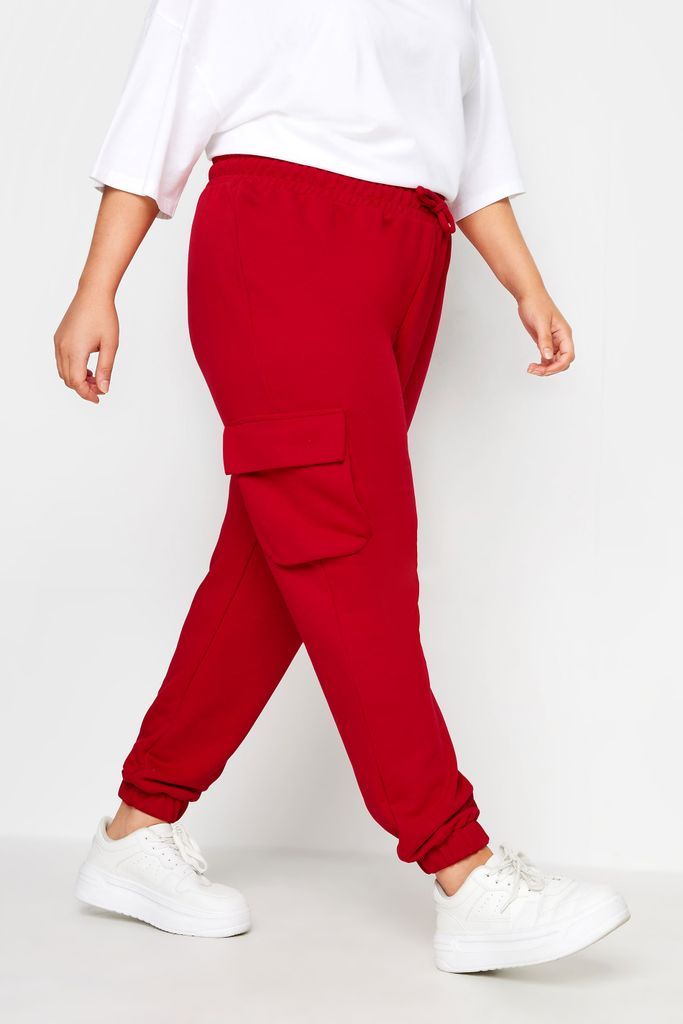 Curve Red Cargo Joggers, Women's Curve & Plus Size, Yours