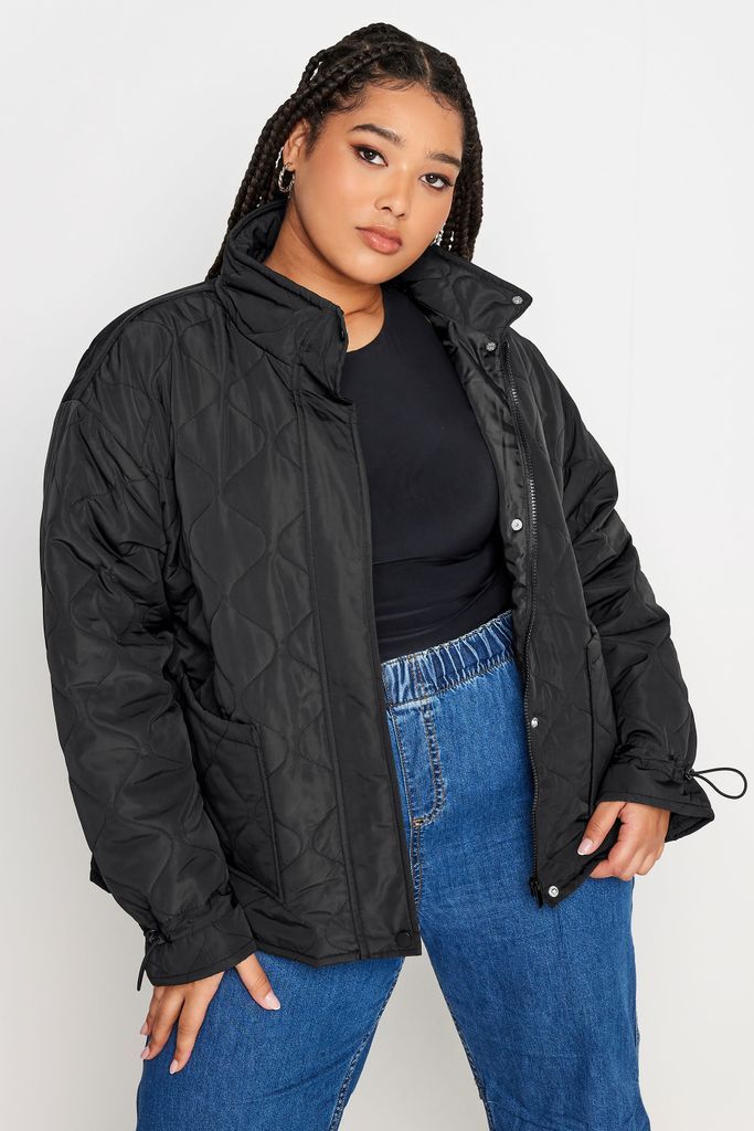 Curve Black Quilted Jacket, Women's Curve & Plus Size, Yours