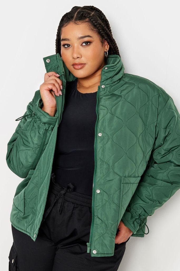 Curve Green Quilted Jacket, Women's Curve & Plus Size, Yours