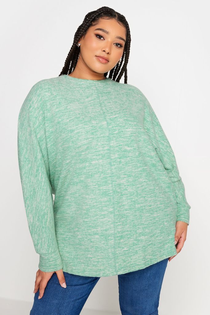 Yours Luxury Curve Green Marl Soft Touch Sweatshirt, Women's Curve & Plus Size, Yours Luxury Capsule Collection
