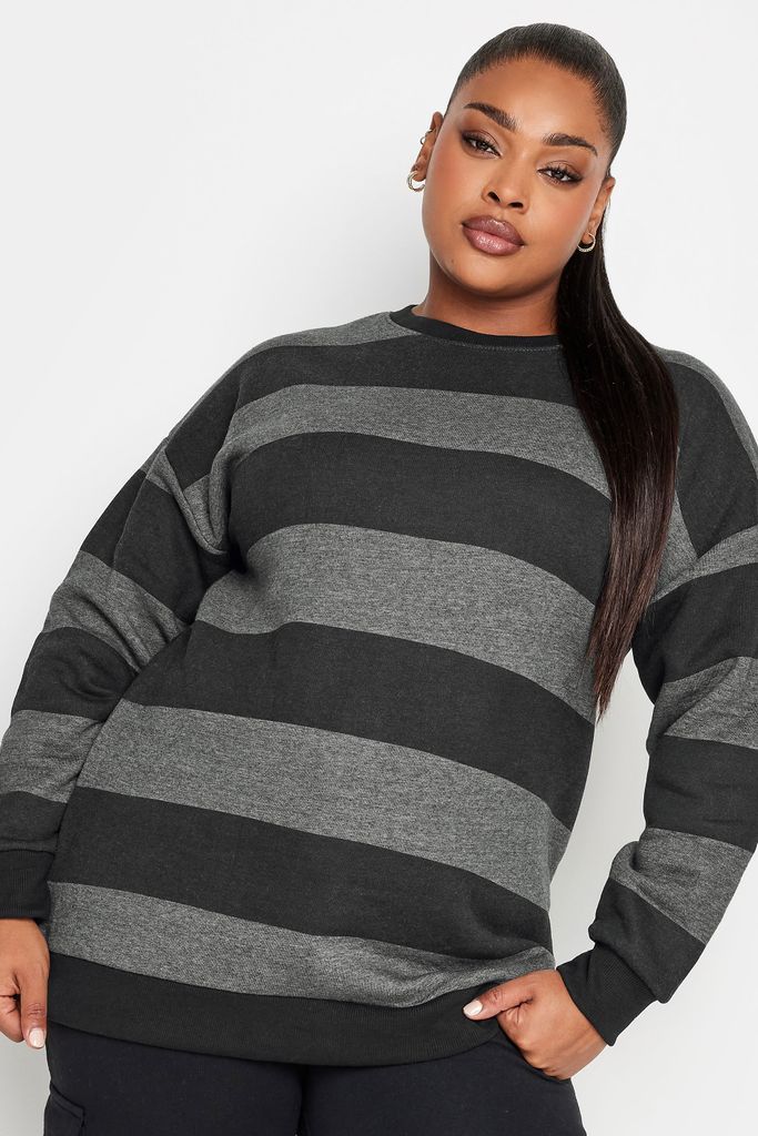 Curve Black Stripe Sweatshirt, Women's Curve & Plus Size, Yours