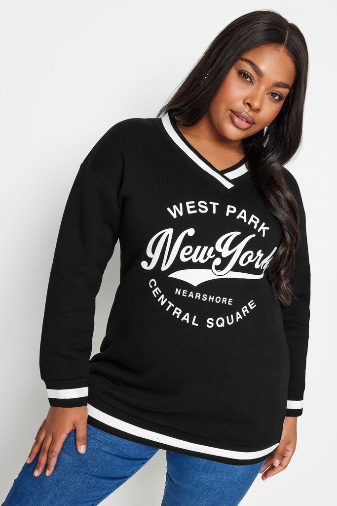 Curve Black 'New York' Slogan Sweatshirt, Women's Curve & Plus Size, Yours