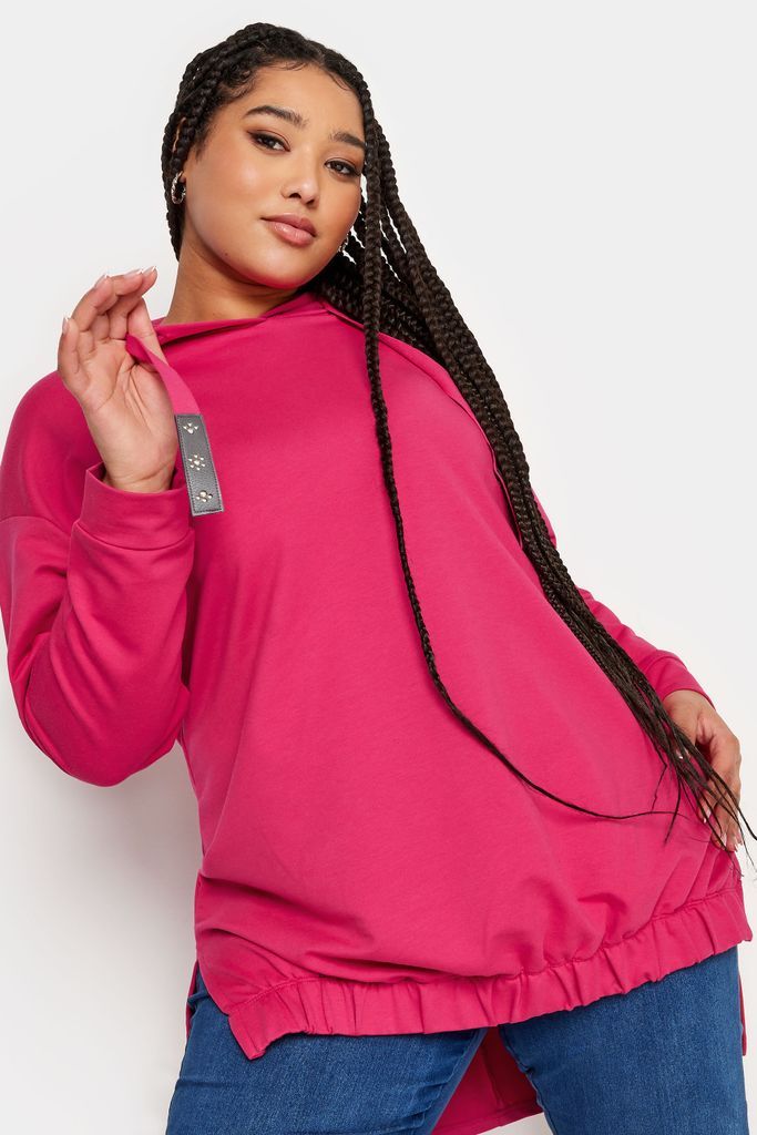 Curve Pink Embellished Tie Hoodie, Women's Curve & Plus Size, Yours