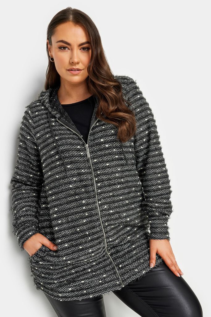 Yours Luxury Curve Black Textured Zip Up Hoodie, Women's Curve & Plus Size, Yours Luxury Capsule Collection