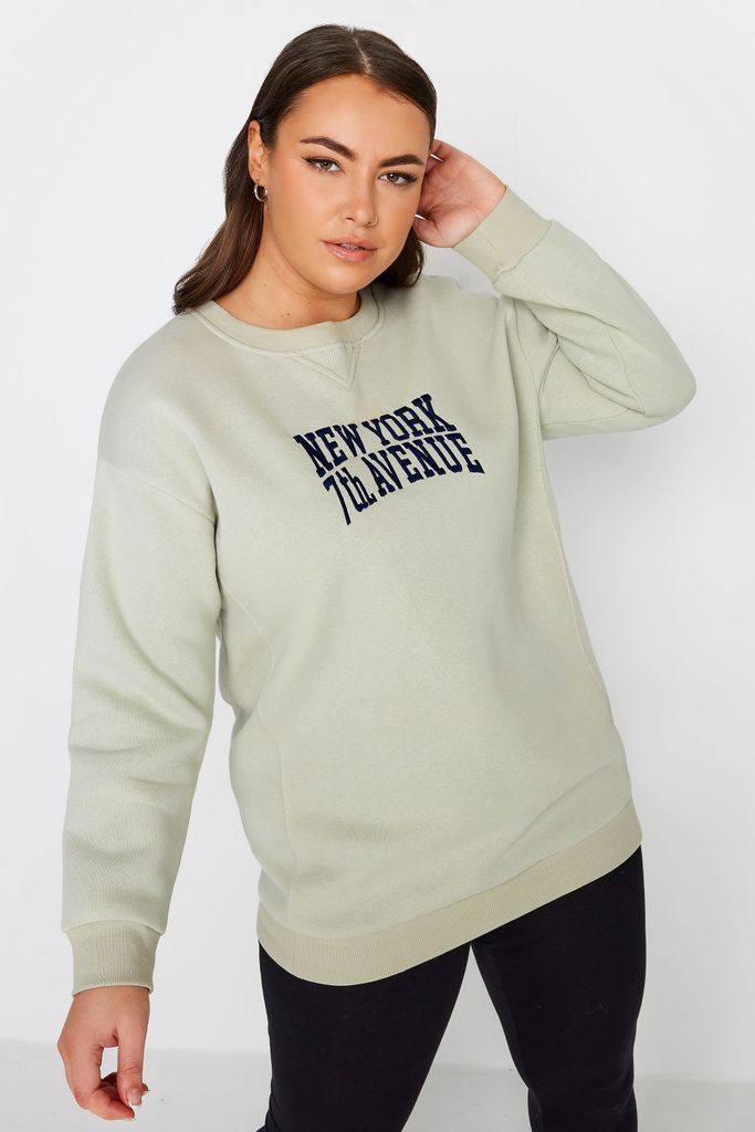 Curve Light Grey 'New York' Slogan Sweatshirt, Women's Curve & Plus Size, Yours