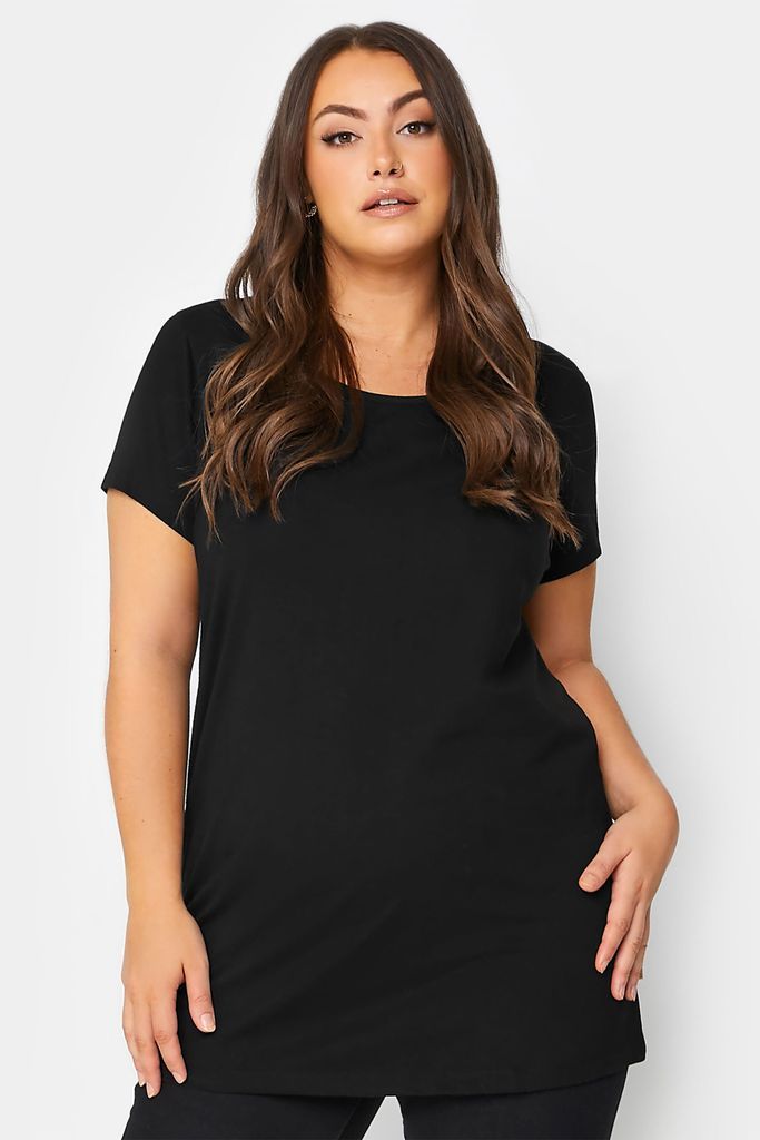 Curve Black Longline Tshirt, Women's Curve & Plus Size, Yours