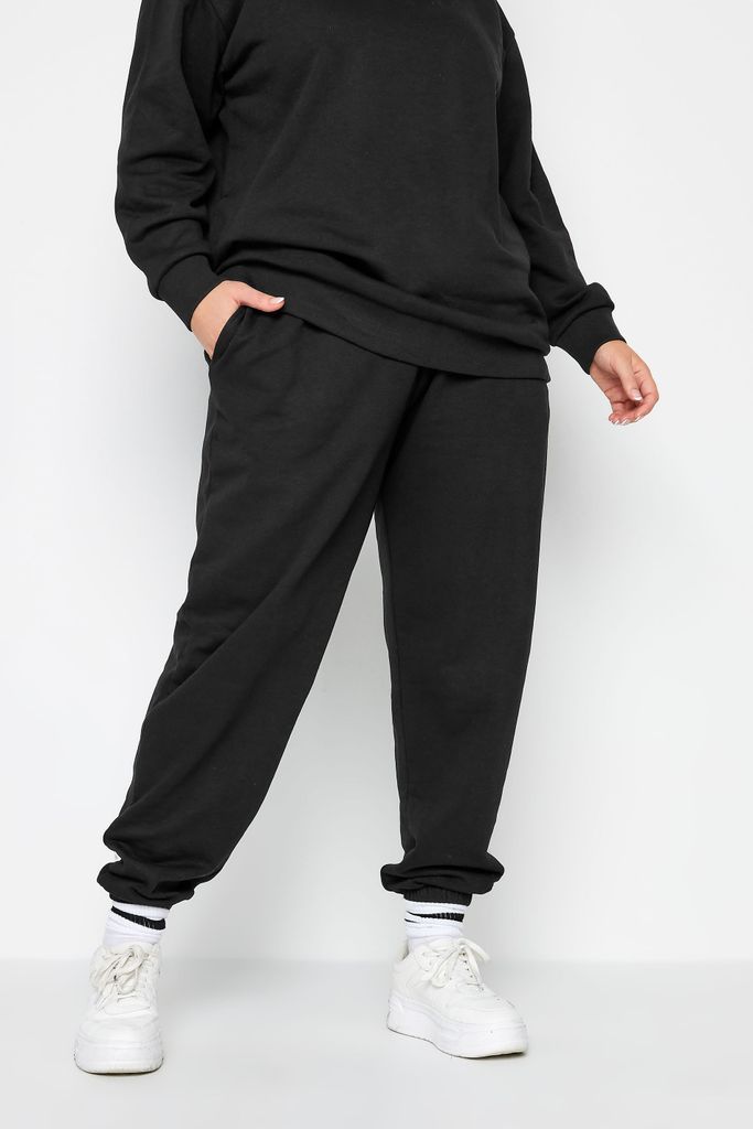 Curve Black Cuffed Joggers, Women's Curve & Plus Size, Yours