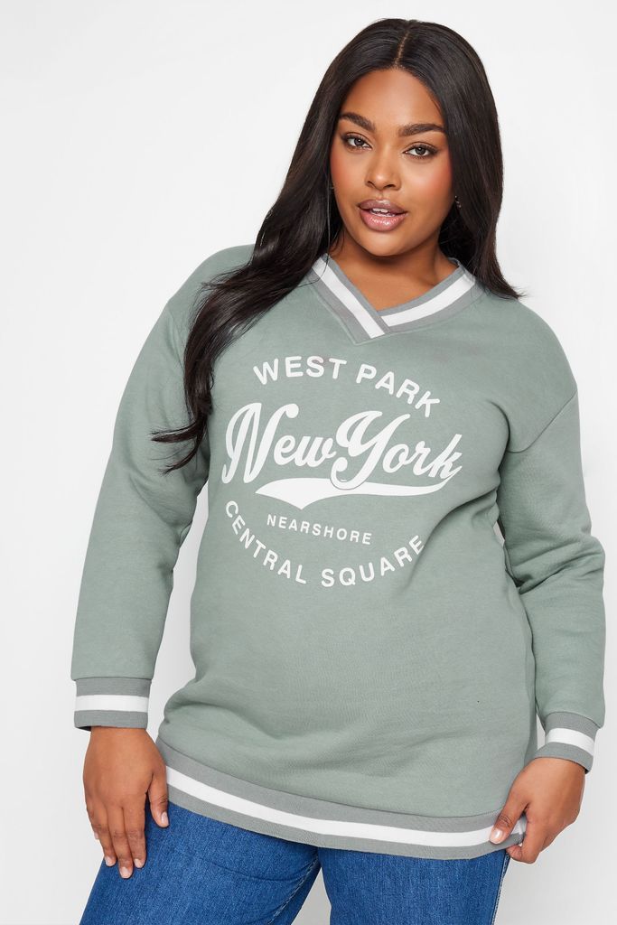 Curve Grey 'New York' Varsity Sweatshirt, Women's Curve & Plus Size, Yours