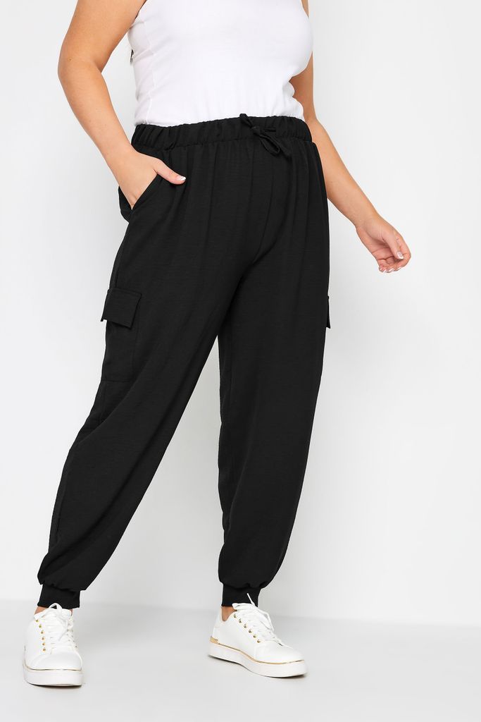 Curve Black Cargo Trousers, Women's Curve & Plus Size, Yours