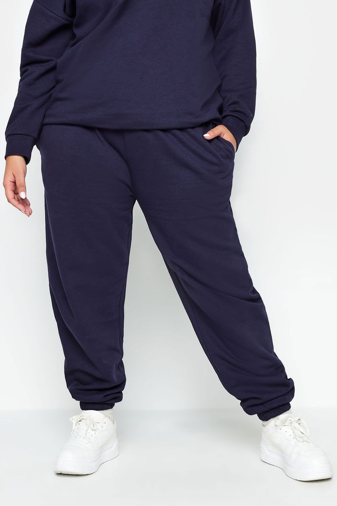 Curve Navy Blue Cuffed Joggers, Women's Curve & Plus Size, Yours