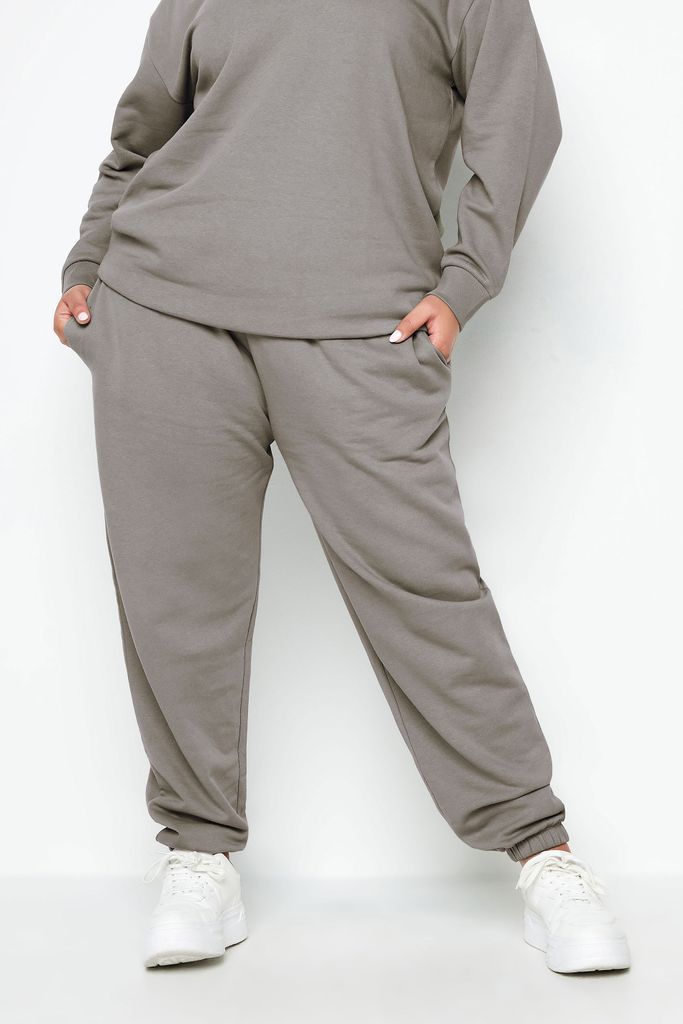 Curve Light Grey Cuffed Joggers, Women's Curve & Plus Size, Yours