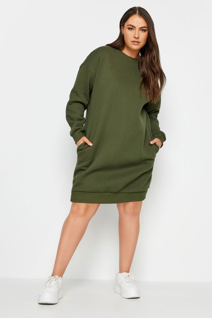 Curve Khaki Green Sweatshirt Dress, Women's Curve & Plus Size, Yours