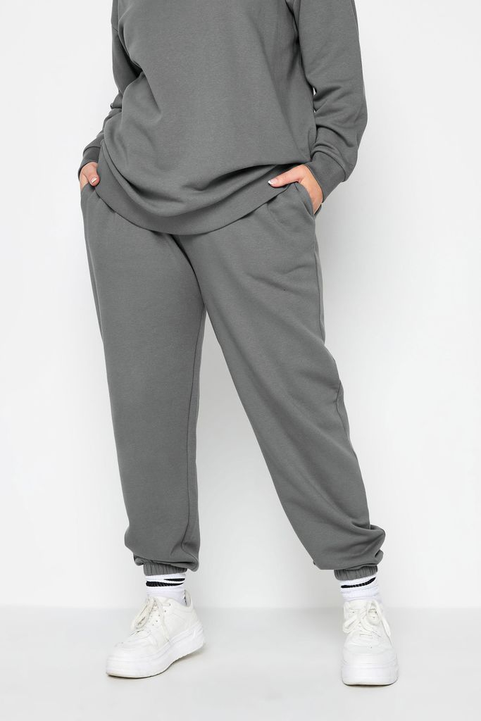 Curve Grey Cuffed Joggers, Women's Curve & Plus Size, Yours