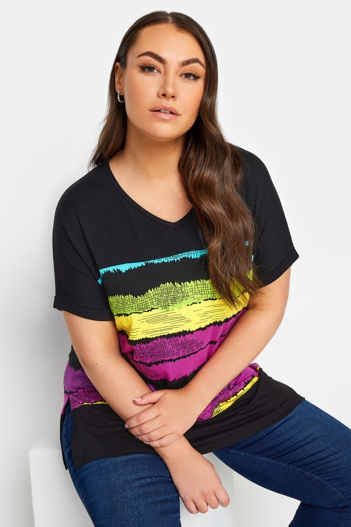 Curve Black Abstract Stripe Print Top, Women's Curve & Plus Size, Yours