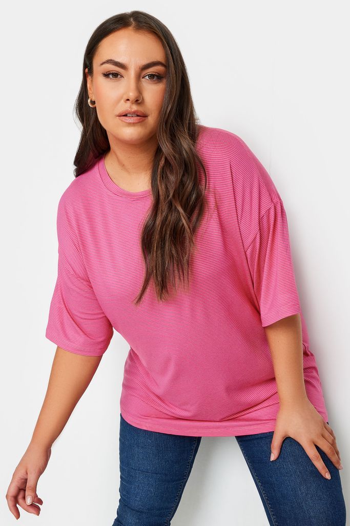 Curve Pink Oversized Boxy Tshirt, Women's Curve & Plus Size, Yours