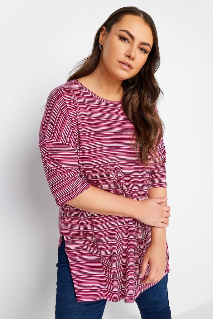 Curve Pink Stripe Oversized Top, Women's Curve & Plus Size, Yours