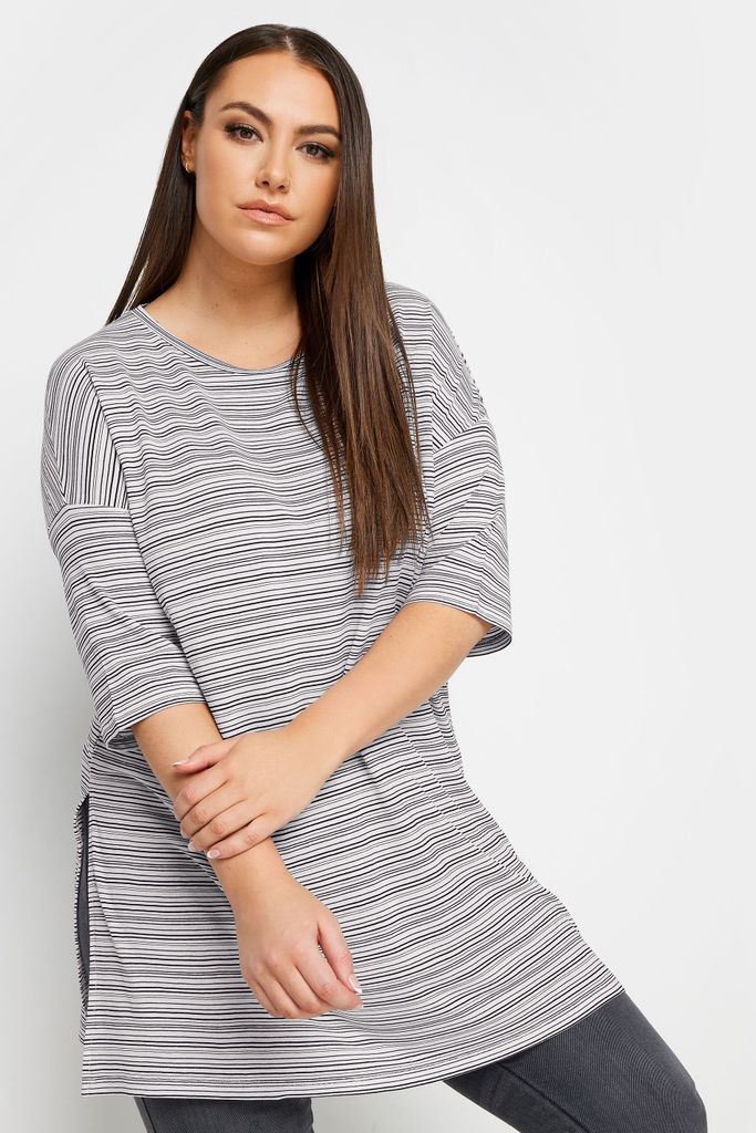Curve White Stripe Oversized Top, Women's Curve & Plus Size, Yours